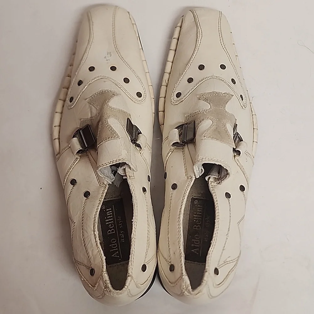 Aldo Bellini Italy Mens Off White Leather Studded Awesome Shoes Sz9 Renaissance